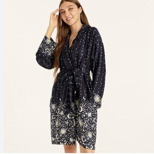 J. Crew Easy Luxe Eco Robe Twinkling sky print Celestial Robe Whimsygoth sz S/M